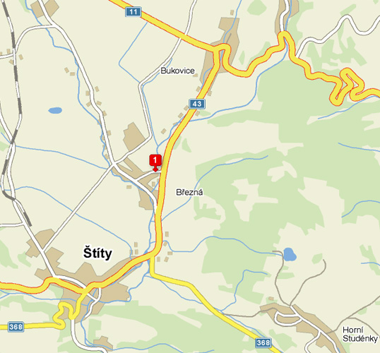 mapa Štíty